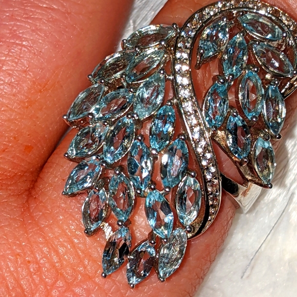 Aquamarine Gemstone Ring Sterling Silver - Picture 10 of 10